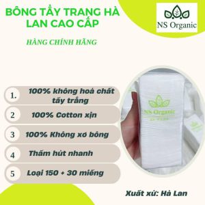 BÔNG TẨY TRANG VUÔNG CAO CẤP HÀ LAN NS ORGANIC